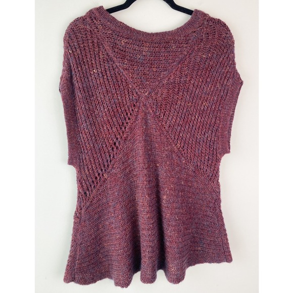 Free‎ People Wool Mohair Linen Blend Sweater S Red Marled Tatiana Pullover Knit - Picture 4 of 7